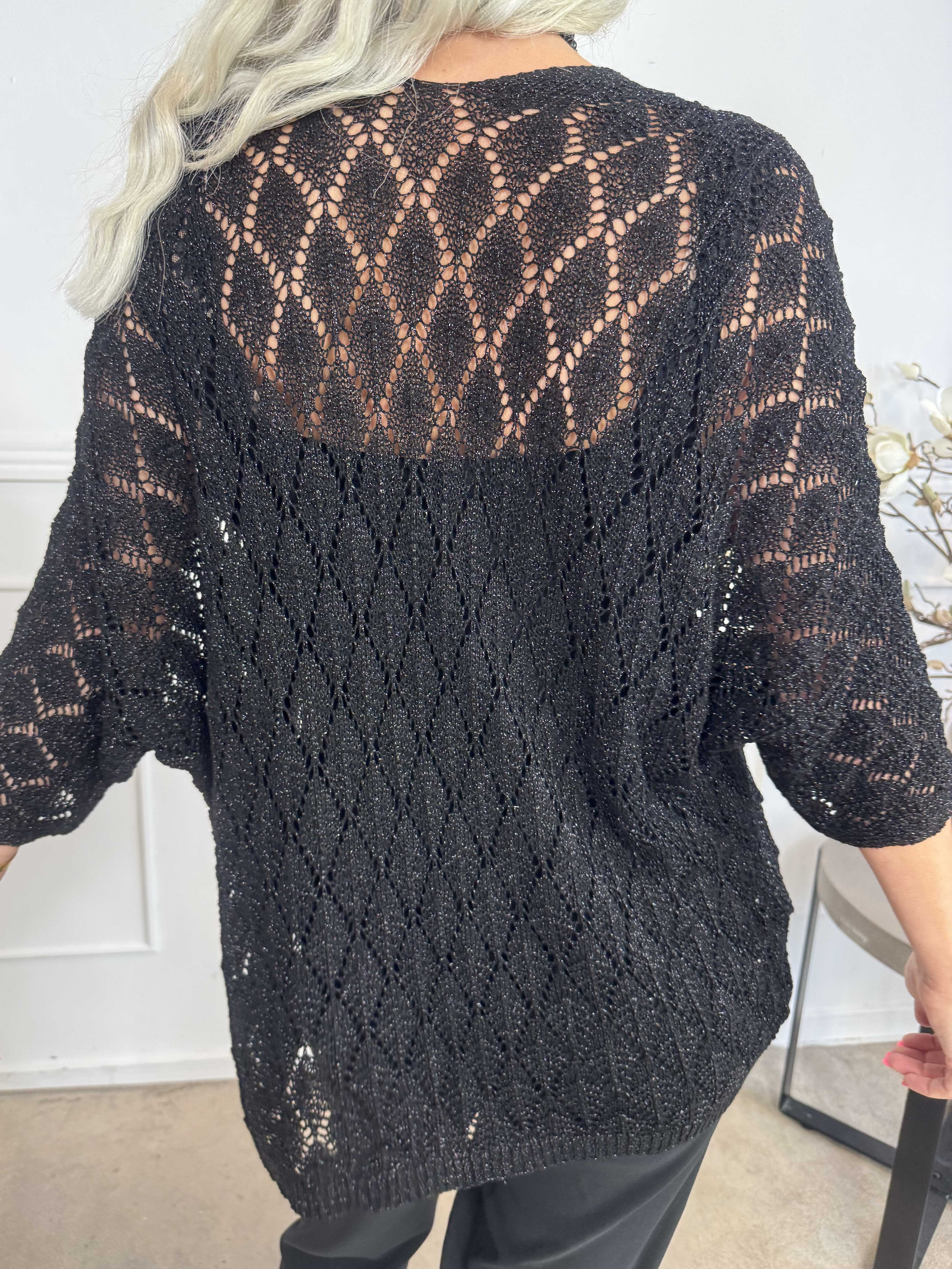 Selena - Sød hæklet cardigan med glittertråde